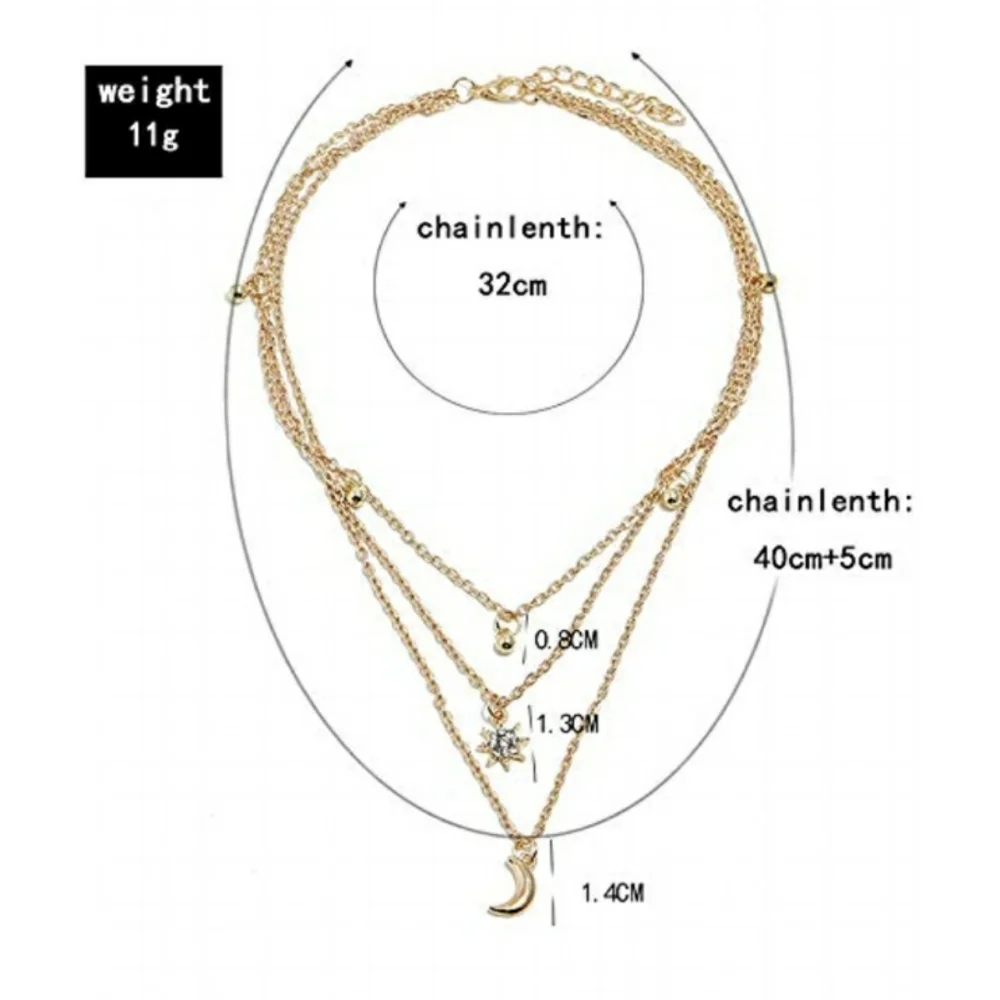 Goldtone Moon Layered Choker Necklace - Picture 3 of 6